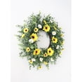 thumbnail image 4 of Artificial Faux Olive Wreath with Linen Bow for Front Door Weather Resistant Indoor Outdoor Farmhouse Decor, 4 of 7