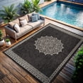 thumbnail image 4 of Outdoor Rug 5x7 Medallion Darkgray Modern Area Rugs For Indoor And Patios Kitchen Hallway Mats Washable Porch Deck Outside Carpet (medallion 5 X 7), 4 of 9