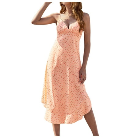 

Ziloco Sleeveless V-Neck Dress White Maternity Dress Fashion Women Summer Casual Print Camis Sleeveless Vest Long Dress