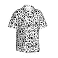 thumbnail image 2 of Balery Black Footprints Print Men's Hawaiian Shirts Short Sleeve Beach Shirt Relaxed Fit Vacation Button Down Shirts-, 2 of 8