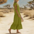 thumbnail image 4 of ClodeEU Women's V Neck Short Sleeve Tiered Midi Dress,Casual A Line Flowy Dress Green,Women's Plus L, 4 of 6