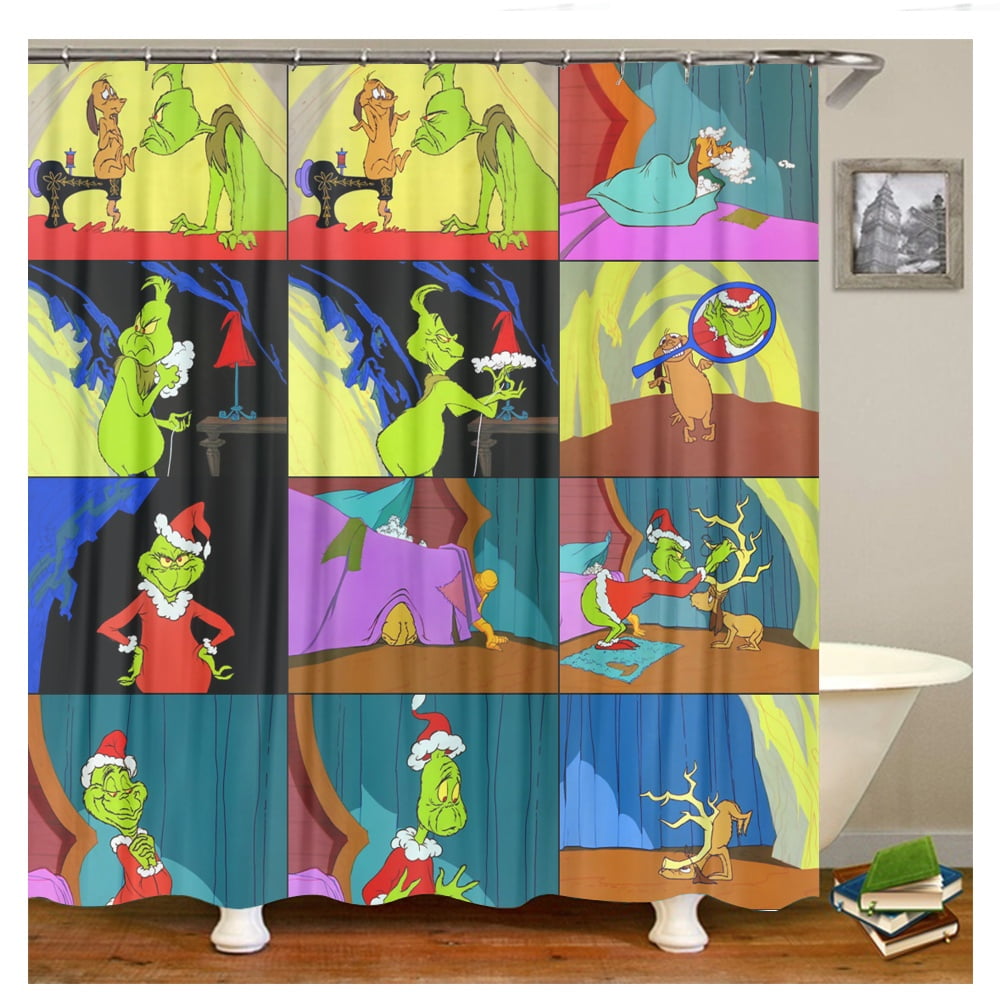 Shower Curtain Grinch Bathroom Decor Grinch Aesthetic Modern Fabric