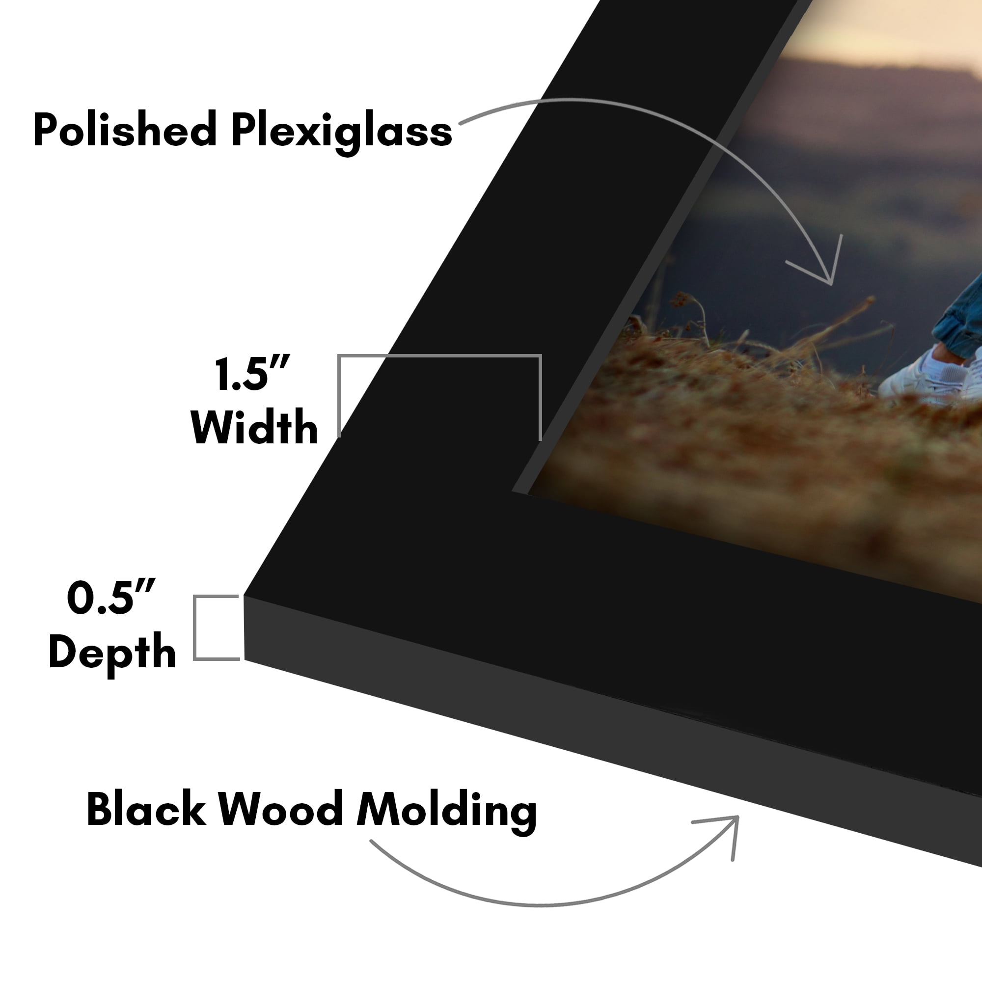 Americanflat 20x30 Picture Frame with Polished Plexiglass Wide Photo Frames Vertical Horizontal Epic - Black