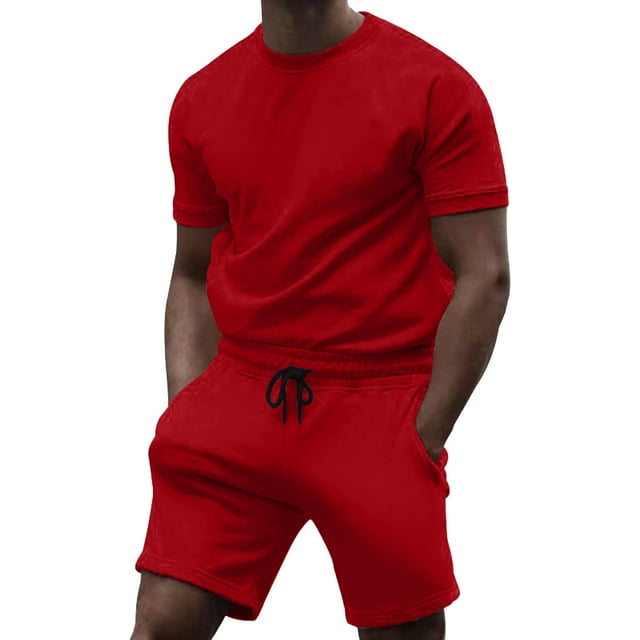 Conjuntos cortos Cagnkofi para hombre, conjuntos de 2 piezas, chándales de verano, camisetas y pantalones cortos casuales de manga corta con cuello redondo, chándal