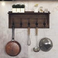 thumbnail image 6 of BizChair Rustic Wall Mounted Coat Rack Shelf - Wooden Country Style 24" Entryway Shelf with Hooks - Solid Pine Wood - For Entryway, Kitchen, Bathroom (Rustic), 6 of 9