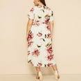 thumbnail image 3 of U.Vomade Robe pour Femme Grande Taille Été Plage Taille à Bande Robe à Manches Courtes Col Ras du Cou Oversize Robes Décontractées, 3 of 7
