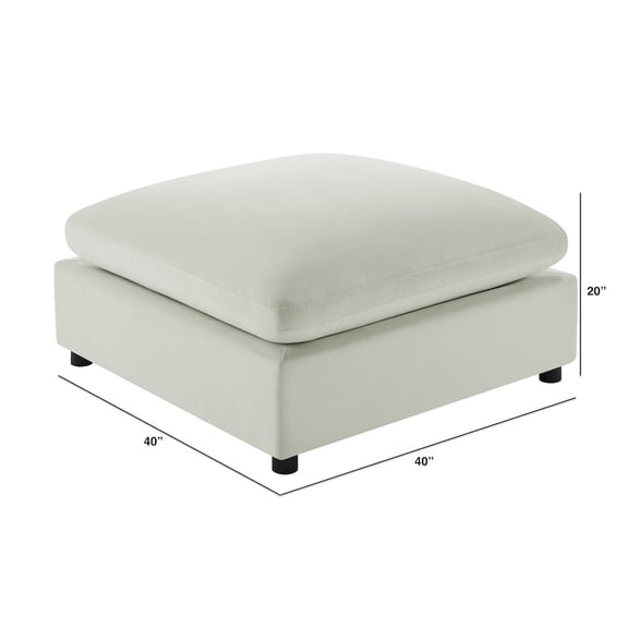 Comfort Pointe Casella Ivory Fabric Ottoman