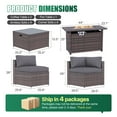 thumbnail image 4 of Clouddwell 11 Piece Patio Furniture Set with 44” Fire Pit Table Wicker Rattan Patio Conversation Set Outdoor Sectional Sofa Set with Coffee Table and Gray Cushions(Waterproof Cover Included), 4 of 9