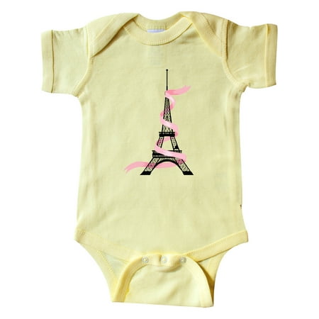 

Inktastic Eiffel Tower with Pink Ribbon Gift Baby Boy or Baby Girl Bodysuit