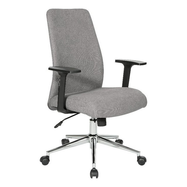 Chaise de Bureau Evanston en Tissu Gris Brouillard avec Base en Chrome