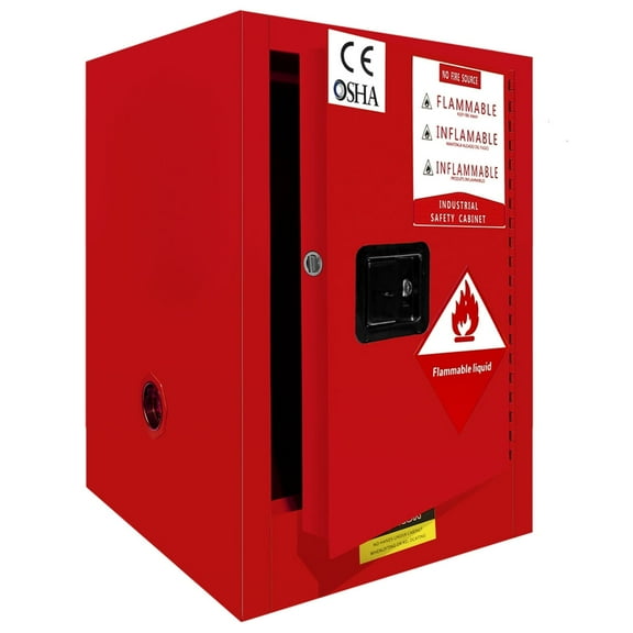 18" x 18" x 23" Flammable Storage Cabinet, 12 Gallon Galvanized Steel Fireproof Safety Cabinet, Fireproof Battery Charging Cabinet with Adjustable Board for Commercial Industrial and Home Use