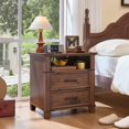 thumbnail image 5 of Leyaoyao Farmhouse Nightstand with Charging Station, 3-Tier Night Stand with Open Shelf, Modern Bedside Table for Living Room, Bedroom, Brown, 5 of 6