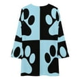 thumbnail image 3 of Paw Prints Blue And Black Loose Dress Evening Dress Summer Dresses for Women Luxury Dress Long Sleeved Dress, 3 of 4