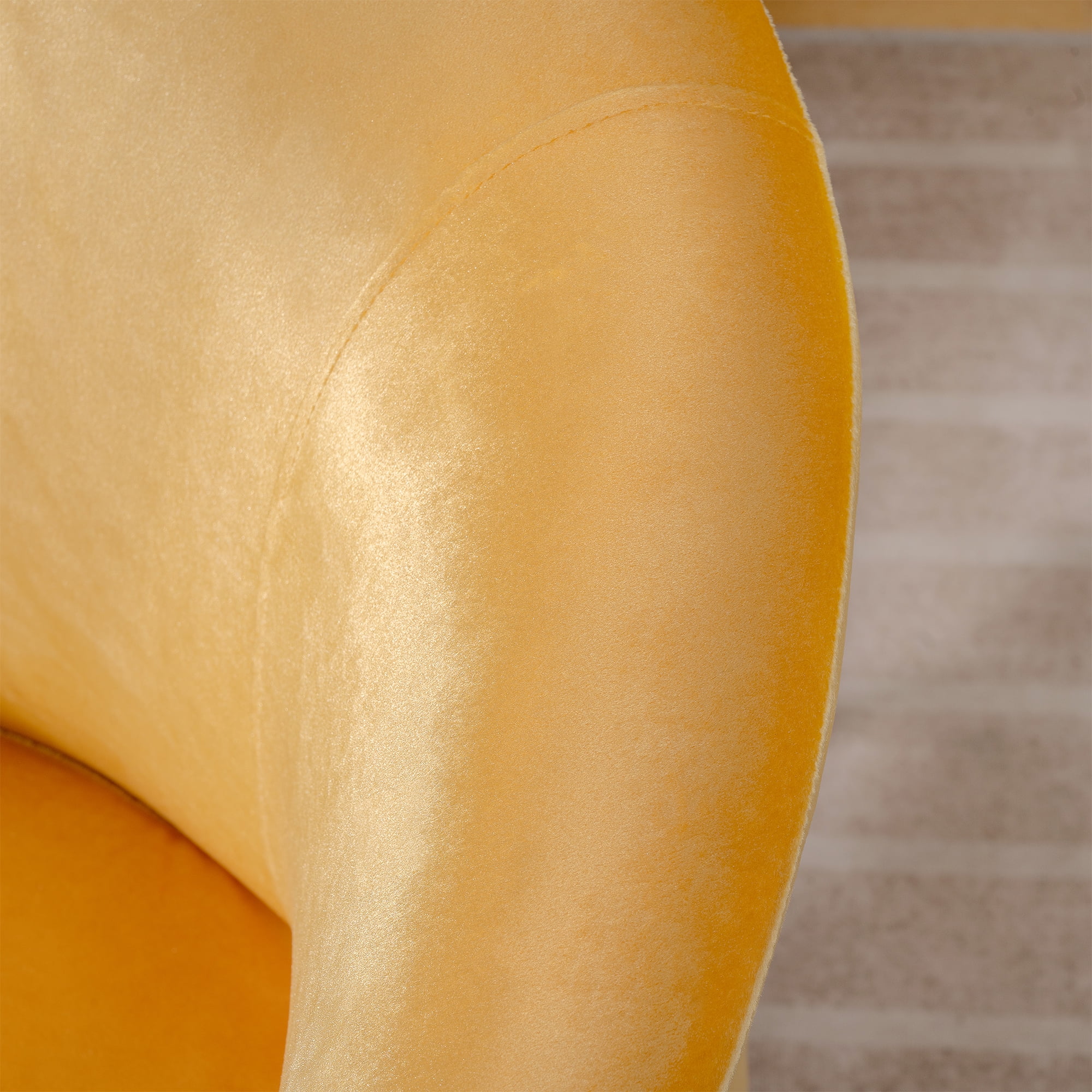 Kadyn Polyester Accent Chair, Modern Armchair with Gold Metal Legs, Single Reading Chair for Living Room, Yellow