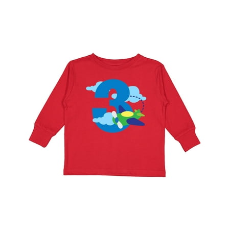 

Inktastic 3rd Birthday Airplane Pilot Boys Long Sleeve Toddler T-Shirt
