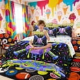 thumbnail image 5 of Erosebridal Purple Green Drippy Baseball Bat Print Twin Bedding Sets, Bold Sports Bedding Comforter Set for Kids Boys and Girls, Colorful Stars Reversible 7-Piece, 5 of 6