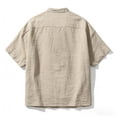 thumbnail image 7 of XUNKUSGA Mens Cotton Linen Shirts Lightweight Casual Short Sleeve Band Collar Henley T-Shirts for Man Classic Soild Color Summer Beach Top,Beige,L, 7 of 7
