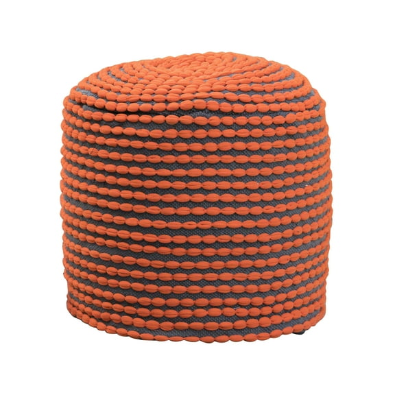 GDF Studio Collier Outdoor Handcrafted Modern Fabric Pouf Ottoman, Orange