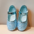 thumbnail image 5 of GiLiling Girls Mary Jane Flats, Glittery Sequin Upper Adjustable Strap, Soft Non-Slip Sole Sandals for Parties Weddings (Blue, 10.5-11 Years), 5 of 7