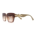 thumbnail image 6 of Womens Rose Metal Button Gem Arm Rimless Rectangle Designer Fashion Sunglasses Beige - Brown, 6 of 8