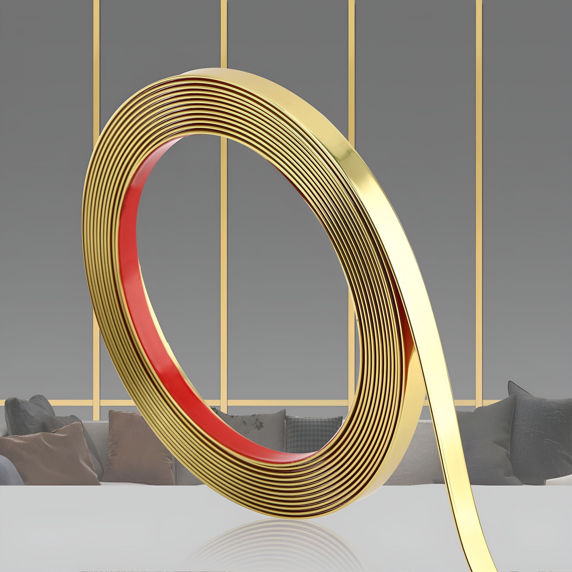 SELIVO 2026 New Glossy Gold Peel and Stick Pvc Molding Trim,Flexible Diy Wall Accent Strip for Mirror Frame,Cabinet,Edges & Borders and Tiles,197''L X 0.4''W