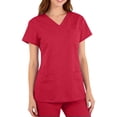 thumbnail image 4 of Womens V-Neck Scrub Tops – Stretchy Breathable Top with Pockets, Modern Classic Fit Red M, 4 of 4