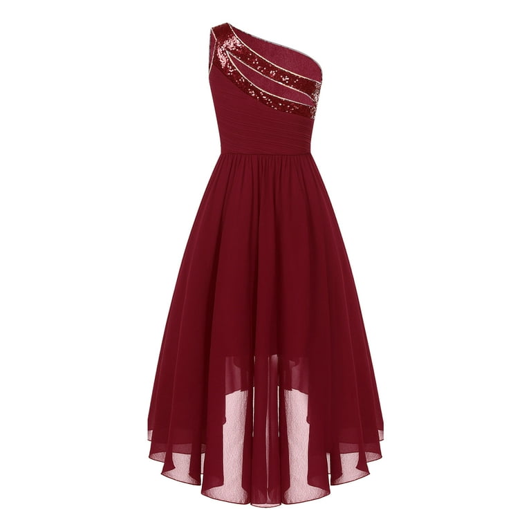 renvena Kids Girl One Shoulder Sequins High Low Junior Bridesmaid Dresses for Wedding Burgundy 12 - Walmart.com renvena Kids Girl One Shoulder Sequins High Low Junior Bridesmaid Dresses for Wedding Burgundy 12 - Walmart.com