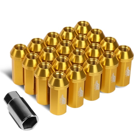 J2 Engineering LN-T7-005-15-GD J2 Engineering 7075 -T6 Forged Aluminum M12x1.5 20Pcs 50mm Height Close -End Lug Nut Set w/Adapter Key (Gold)