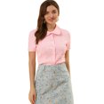 thumbnail image 1 of Camisa De Manga Corta Suave Con Botones Y Cuello Peter Pan Dulce Para Mujer Rosa claro M, 1 of 6