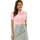 thumbnail image 1 of Camisa De Manga Corta Suave Con Botones Y Cuello Peter Pan Dulce Para Mujer Rosa claro M, 1 of 6