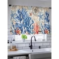thumbnail image 3 of Sheer Curtains 45 Inches Long, Blue Coral Coastal Light Filtering Window Curtains for Living Room, Summer Beach Vintage Nautical Starfish Rod Pocket Voile Sheer Curtain Drapes, 52"W x 45"L, 2 Panels, 3 of 8