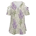 thumbnail image 4 of My Daily Lavenders Floral Vintage Womens Summer V Neck Zipper Top Short Sleeve T Shirt Off Shoulder Top Casual Classy Loose Shirts, 4 of 7