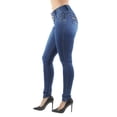 thumbnail image 4 of Fashion2Love Women's Juniors Colombian Design Butt Lift Push Up Mid Waist Skinny Jeans, 4 of 9