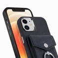 thumbnail image 4 of Compatible with iPhone 11 Card Slot Back Case, 360 Degree Rotatable Ring Stand Plating Button PU Leather Support Magnetic Car Mount Phone Case Cover for iPhone 11, Black, 4 of 14