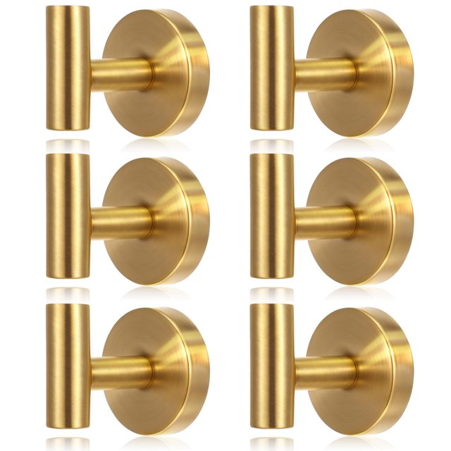 Ganchos con ventosa Shimeyao de acero inoxidable dorado, paquete de 6