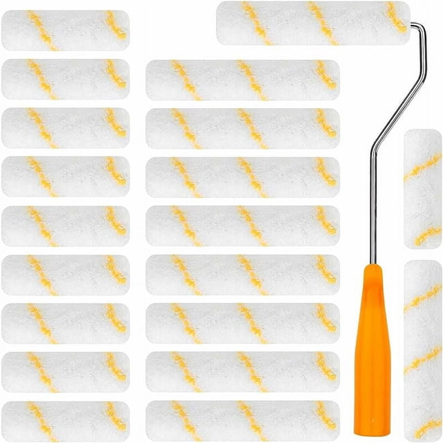 10 rodillos de pintura de 10 cm y 10 rodillos de pintura de 15 cm, mini rodillo de pintura con mangos de goma, adecuados para decoración de paredes arquitectónicas y suministros de pintura.
