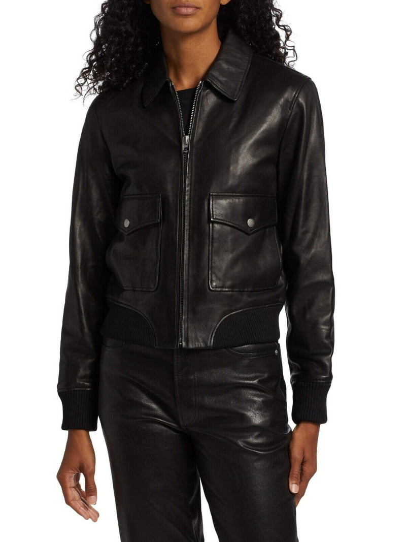 Rag&Bone ライダースジャケット Rag & Bone Women's ICONS Andrea Lamb Leather Jacket Black XXS B4HP