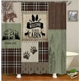 thumbnail image 3 of 4PCS Bear Shower Curtain Set, Patchwork Brown Plaid Woodland Animals Hunting Lodge Cabin Country Rustic Farmhouse Bathroom Decor, Waterproof Fabric Shower Curtain, Non-Slip Bath Mat, 3 of 7