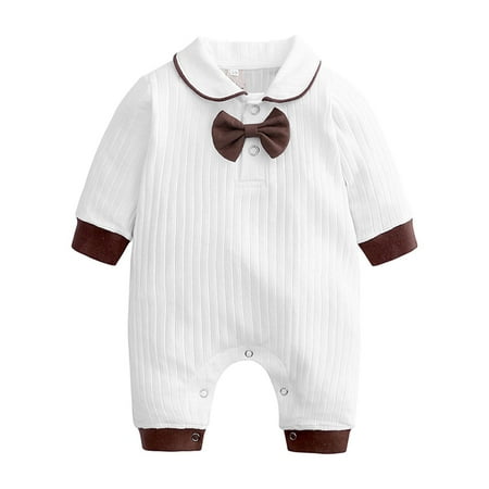 

Dadaria Baby Onesies 0-18Months Autumn Winter Baby Boys Clothes Bow Gentleman Romper Casual Jumpsuit Overalls Coffee 90 Baby