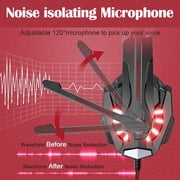SPBPQY G9000 Stereo Gaming Headsets for PC P4 P5 Controller, Noise Cancelling over Ear Headphones with Mic, LED Light, Bass Surround (Red)