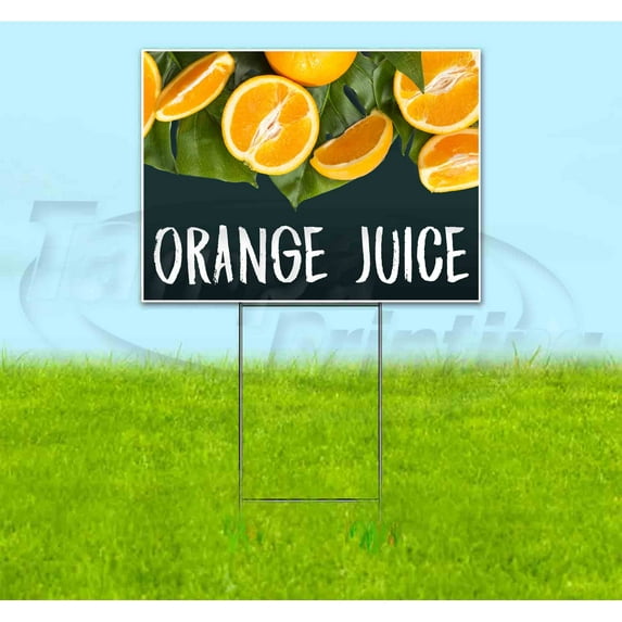 Orange Juice Chalk (18" x 24") Yard Sign, Includes Metal Step Stake