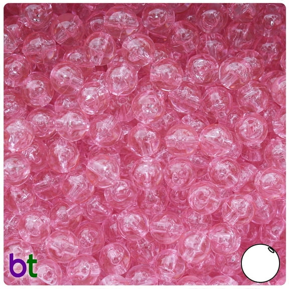 BeadTin Pale Pink Transparent 8mm Round Craft Beads (300pcs)