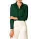 thumbnail image 1 of CAMISAS ELEGANTES PARA MUJER INSPIRADAS CHIC, CON CUELLO PUNTA V Y MANGAS LARGAS, BLUSA DE SATÉN SUAVE, TALLA XS, VERDE OSCURO, 1 of 8