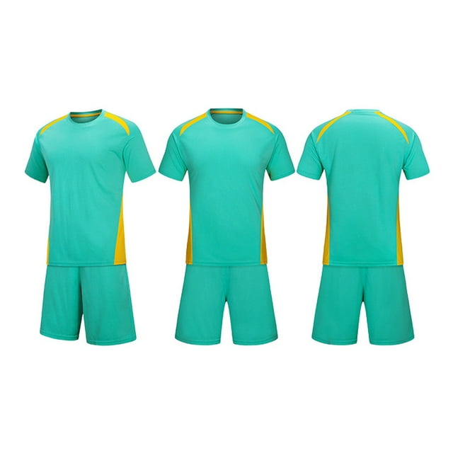 Conjuntos de blusas y camisas de manga corta con cuello en V. Conjunto de traje de fútbol de color sólido para niños para juegos deportivos universitarios, partidos de rendimiento, uniformes de entren