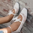 thumbnail image 5 of Gpaecead Women's Bow Lace Mary Jane Flats Square Toe Breathable Mesh Non Slip Shoes For Summer And Casual, White, 5 of 8