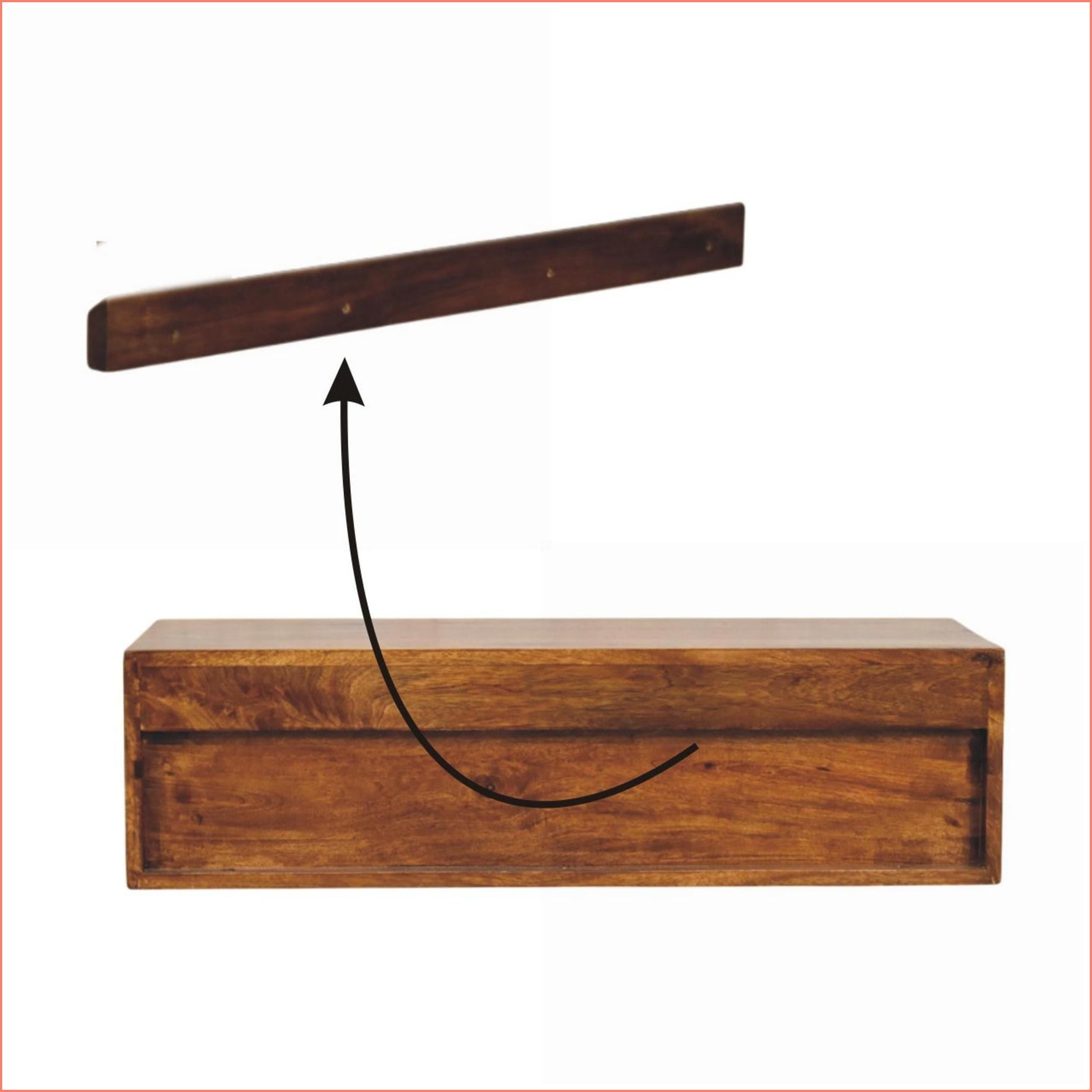 TV Furniture | Modern 2-Drawer Chestnut Solid Mango Wood Wall-Mounted Media Unit | TV Size 39in or Less | Solid Wood