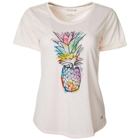 Reel Legends Womens Watercolor Pineapple Graphic T-Shirt