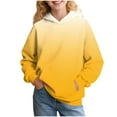 thumbnail image 2 of Oversized Hoodies for Teen Girls, Kids Cute Gradient Pullover Tops Long Sleeve Sweatshirt with Pocket New Girls' Active Pullover Yellow 7 Years, 2 of 6
