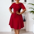 thumbnail image 2 of AURA Plus Size Women 2026 Summer Round Neck High Waist Elegant A Line Midi Dress, 2 of 10