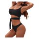 thumbnail image 5 of TRKIYQC 2 Piezas Bikini de Verano para Mujer Color sólido Tops Acolchados de un Hombro + Tangas de Cintura Baja Traje de baño para Damas, S/M/L/XL TRKIYQC moderno, 5 of 9